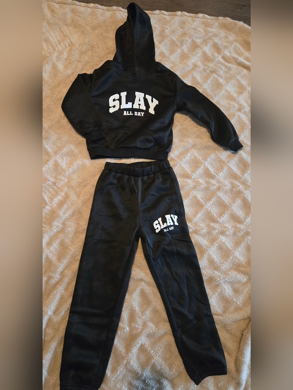 SLAY All Day Black Hoodie & Sweatpants Set Size 8Y